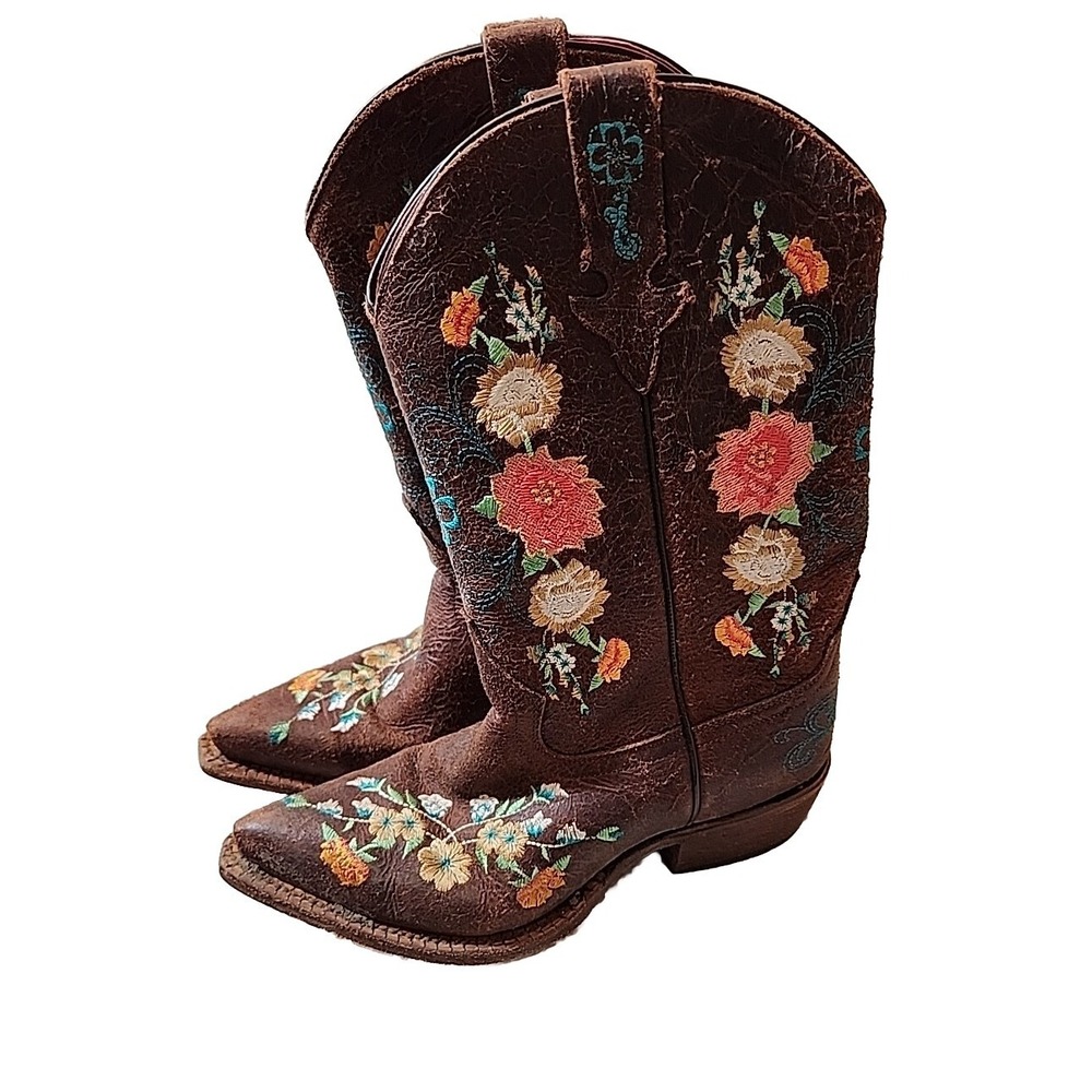 VINTAGE Macie Bean Youth Girls Floral Shoes Boots Rose Garden‎ MK8031 Size 3